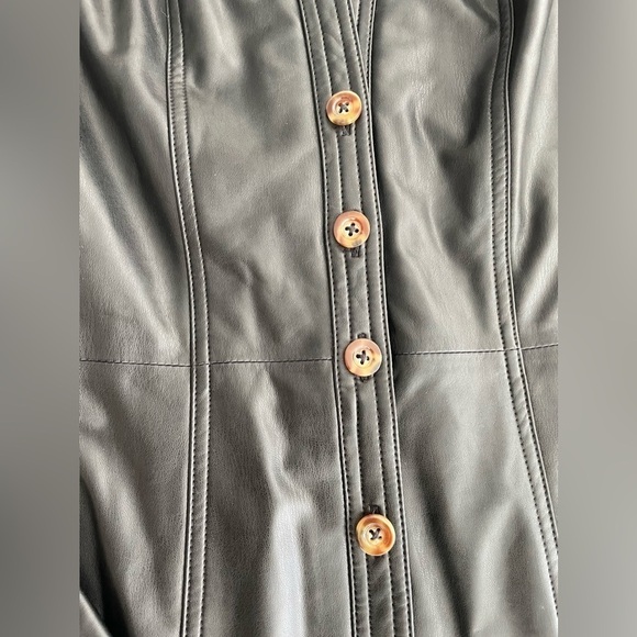 Veronica Beard Garret Long Sleeve Faux Leather Coat Dress in Black - Picture 7 of 7